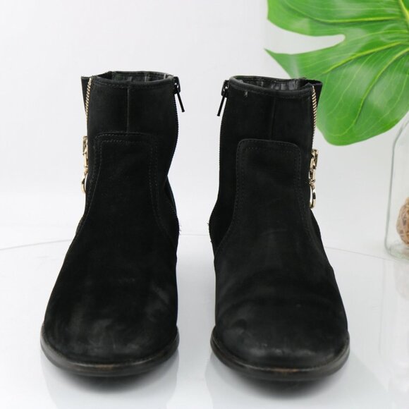 Steve Madden Womens Chances Boot Size 9.5 Black Suede Gold Zip Bootie Boho - Picture 3 of 12